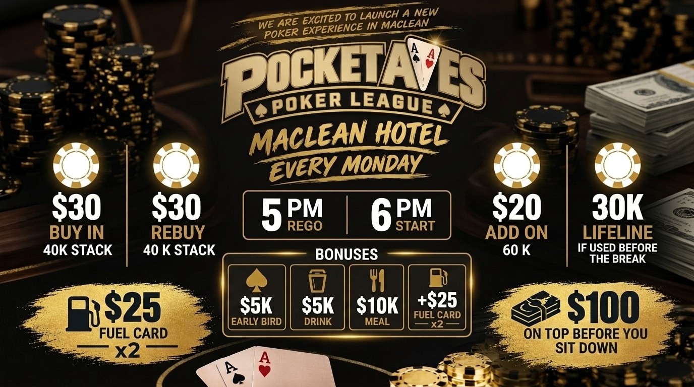 Poker every Monday at the Maclean Hotel